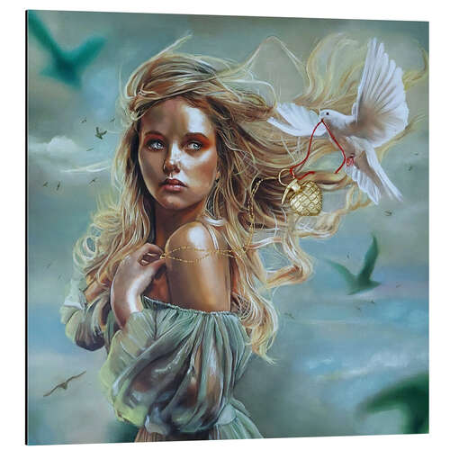 Obraz na aluminium Girl with Peace Dove