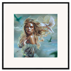 Stampa artistica con cornice Girl with Peace Dove