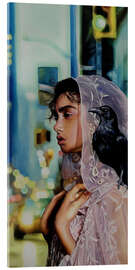Tableau en verre acrylique Veiled woman with raven