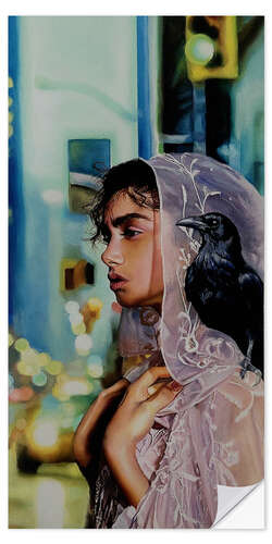 Sisustustarra Veiled woman with raven