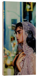 Obraz na drewnie Veiled woman with raven