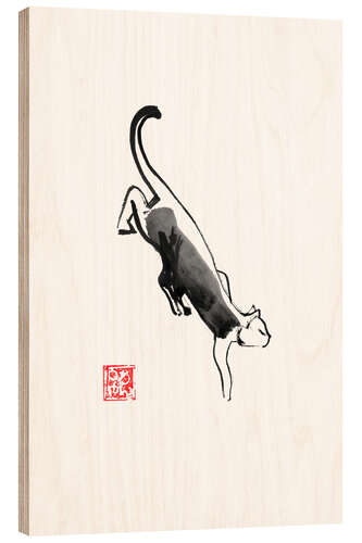 Wood print Sneaking cat