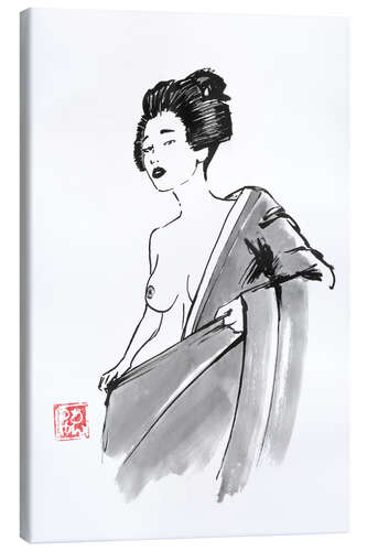 Canvas print Geisha undressing