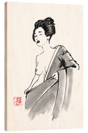 Wood print Geisha undressing - Péchane