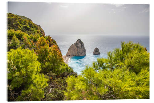 Tableau en verre acrylique Rocks in the turquoise sea of Zakynthos, Greece
