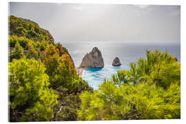 Tableau en verre acrylique Rocks in the turquoise sea of Zakynthos, Greece - Jan Wehnert