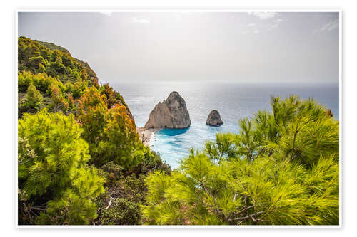 Plakat Rocks in the turquoise sea of Zakynthos, Greece