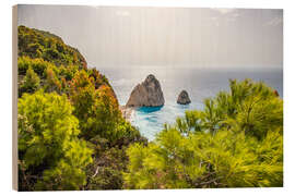 Wood print Rocks in the turquoise sea of Zakynthos, Greece - Jan Wehnert