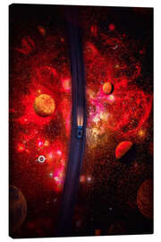 Lærredsbillede Car on the way to the red constellation with planets - Gen Z