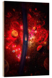 Puutaulu Car on the way to the red constellation with planets - Gen Z