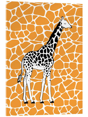 Tableau en verre acrylique Giraffe on Orange