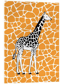 Tableau en verre acrylique Giraffe on Orange - Martina illustration