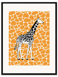 Gerahmter Kunstdruck Giraffe on Orange