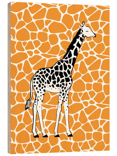 Tableau en bois Giraffe on Orange