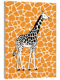 Tableau en bois Giraffe on Orange - Martina illustration