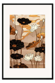 Gerahmter Kunstdruck Goldener Japanischer Lotus-Teich