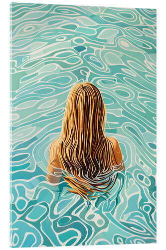 Cuadro de metacrilato Blonde girl in the pool