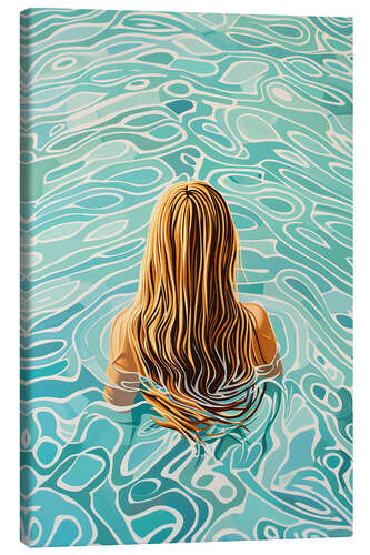 Canvas print Blonde girl in the pool