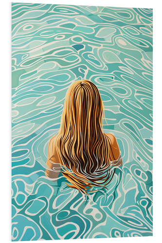 Foam board print Blonde girl in the pool