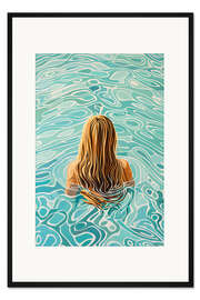 Gerahmter Kunstdruck Blondine im Pool