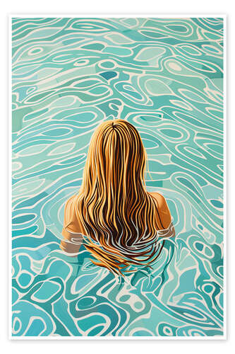 Poster Blonde girl in the pool