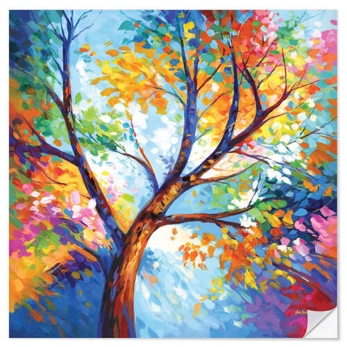 Vinilo para la pared Colourful Tree of Joy