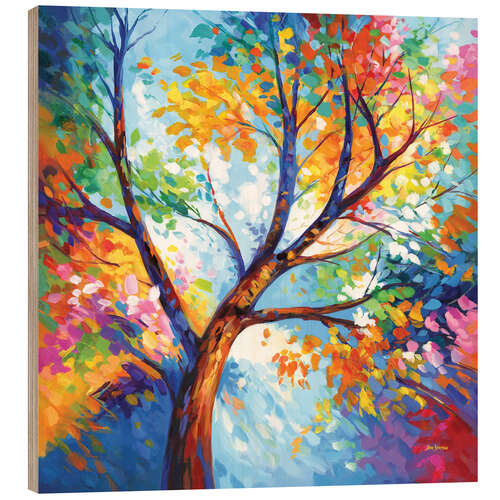 Tableau en bois Colourful Tree of Joy