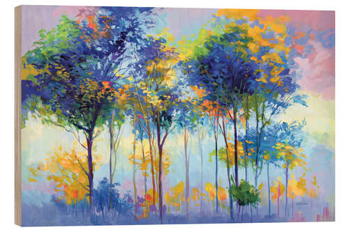 Wood print Colourful Tranquil Trees