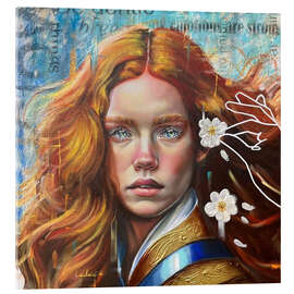 Acrylglasbild Rothaariges Mädchen mit goldener Rüstung - Simona Zecca