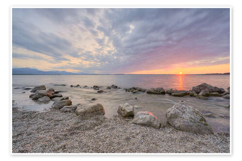 Poster Sonnenuntergang in Chieming am Chiemsee