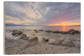 Tableau en bois Sunset in Chieming on Lake Chiemsee, Germany - Michael Valjak