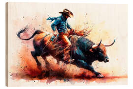 Holzbild Cowboy beim Rodeo I - nobelart