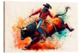 Holzbild Cowboy beim Rodeo II - nobelart