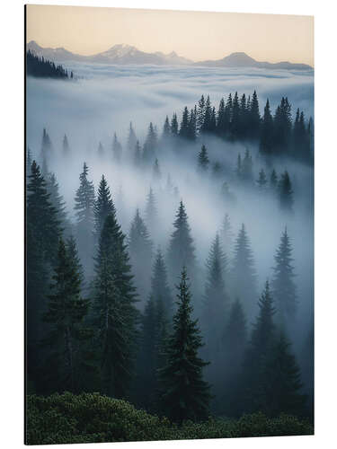 Alumiinitaulu Foggy Pines Landscape