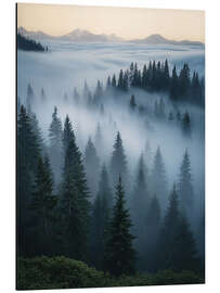 Magnettafel Nebelige Kiefernlandschaft