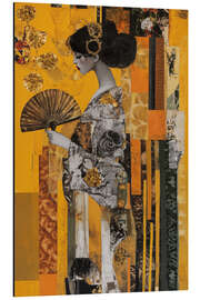 Magnettafel Frau mit Fächer in Gold