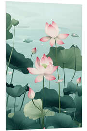 Foam board print Japanese Lotus Pond