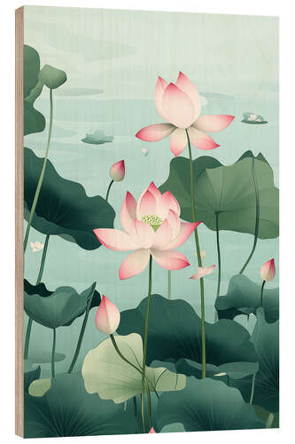 Stampa su legno Japanese Lotus Pond