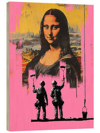 Wood print Banksy Mona Lisa