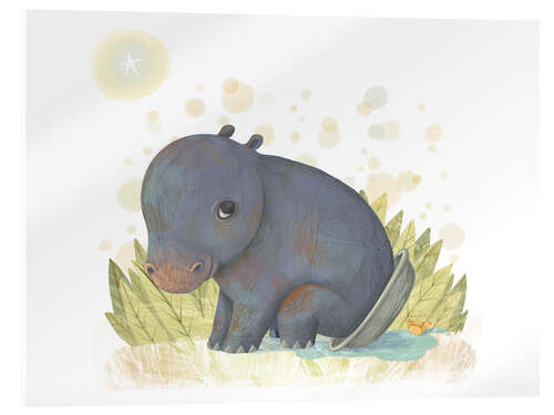 Stampa su vetro acrilico Baby Hippo in bowl