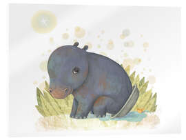 Stampa su vetro acrilico Baby Hippo in bowl