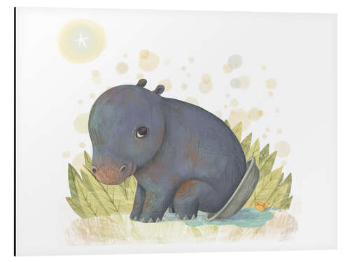 Tableau en aluminium Baby Hippo in bowl