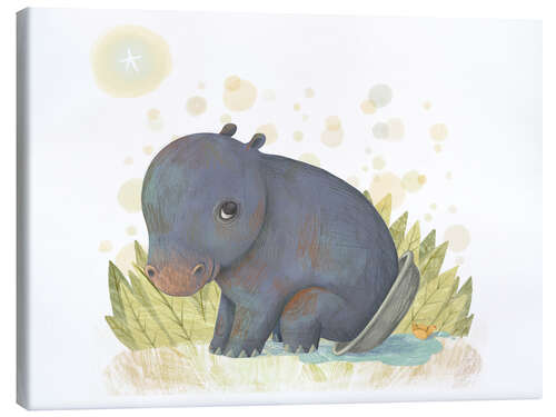 Canvas-taulu Baby Hippo in bowl
