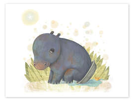 Póster Baby Hippo in bowl