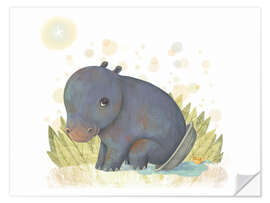 Vinilo para la pared Baby Hippo in bowl