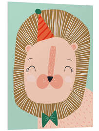 Hartschaumbild Glücklicher Löwe mit Partyhut