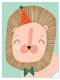 Autocolante decorativo Happy lion with party hat