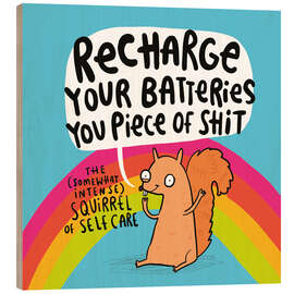 Cuadro de madera Self Care Squirrel