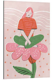 Cuadro de aluminio Woman sitting on pink flower - Amy Hodkin