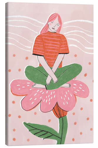 Lienzo Woman sitting on pink flower
